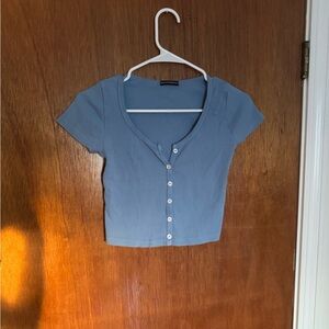 Brandy Melville Light Blue Button Down Crop Top